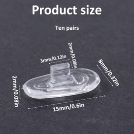 Push-in Eyeglass Nose Pads 10 Pairs of Eyeglasses Replacement Nose Piece 15mm Soft Silicone Air Cushion Glasses Replacement Nosepad Oval Nose Guards Anti-Slip Eye Pads Glasses Accessories (Clear)
