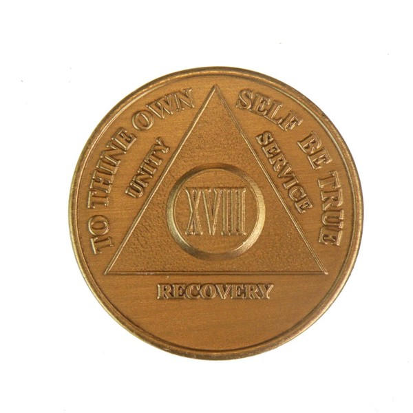 18 Year Bronze AA (Alcoholics Anonymous) - Sober / Sobriety / Birthday / Anniversary / Recovery / Medallion / Coin / Chip