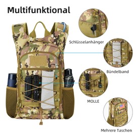 Wiserset 3L Trinkrucksack, 900D Hochleistungs-Wasserrucksack zum Wandern, Taktischer Trinkrucksack mit TPU-Wasserblase Camo