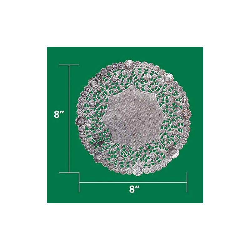 Hygloss Products 8 Inch Silver Foil Doilies - Round Doilies
