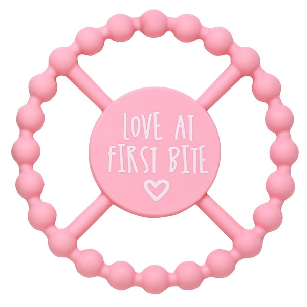 Large Silicone Teether, 4.5 inch Baby Teething Toy, Pink Love