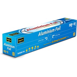 Superior Heavy Duty Kitchen Foil - 30cm x 50m - Non-Stick Aluminium Foil with Built in Cutting Edge - Ideal Tin Foil Roll for Food Storage Cooking Grilling, Roasting
