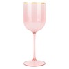 Pink Wine Cup with Gold rim Plastic Wine Glasses Set