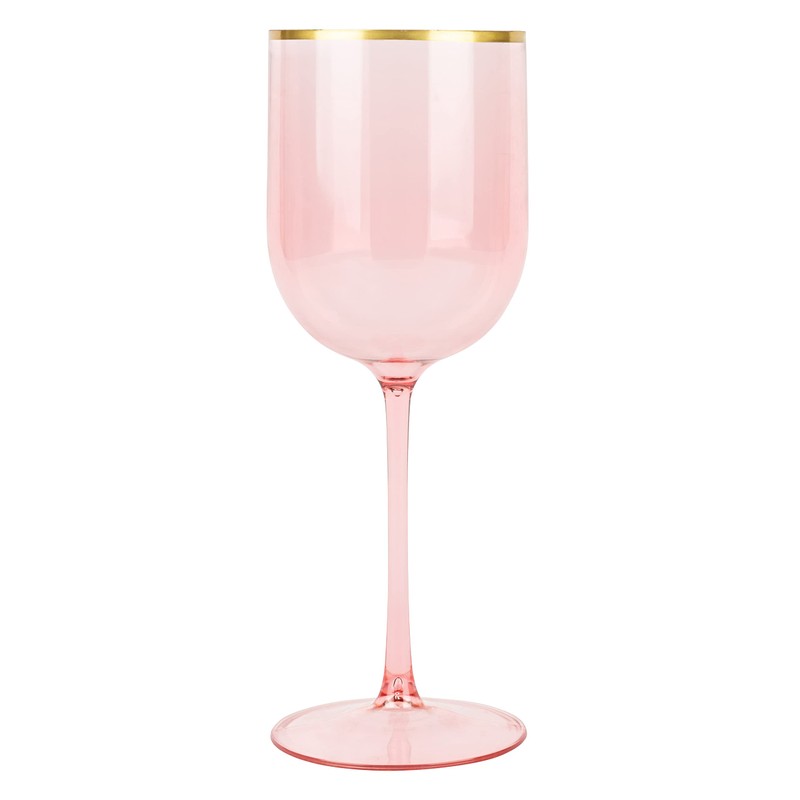 Pink Wine Cup with Gold rim Plastic Wine Glasses Set