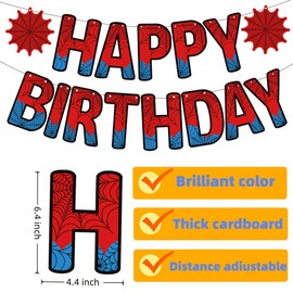 Spider Happy Birthday Decorations, Birthday Baby Banners, Kid-Friendly Party Supplies