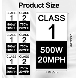 6 Pcs Ebike Stickers, Class 2 Ebike Sticker, 750W 20MPH