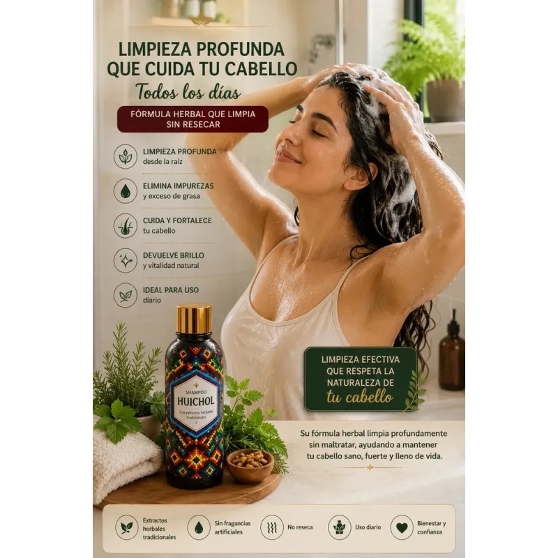 Shampoo Huichol ANTICAIDA en botella de 400mL de 400g por