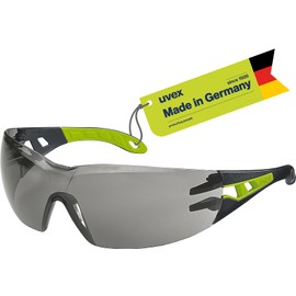 Uvex Pheos - Safety Glasses - Temple Glasses Supravision Excellence Technology - Metal-Free, Anti-Fog & Scratch-Resistant - One Size - Black/Green, Grey 23%