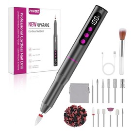 Nagelfräser Kabellose Elektrische Nagelfeile - 35000 U/Min Nagelfräser für Gelnägel, 12 IN 1 Professionell Fräser für Nägel & Acrylnägel, Maniküre Pediküre Set mit 5 Geschwindigkeiten VC21T004