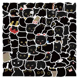 100pcs Cute Black Cat Stickers Kawaii Small Stickers Decorative Masking Stickers for Personalize Laptop Scrapbook Daily Planner