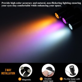 Taysing Color LED Spot Light Indoor Little Mini Spotlight Accent Lights for Display, Paintings, Pictures, Plants, Jewelry, Shelves, Cabinets, Posters, Showcase