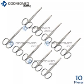 ODONTOMED2011 ODM 10 PCS Mustache Scissors 3.5" Baby Nose Hair Removal Round Pattern