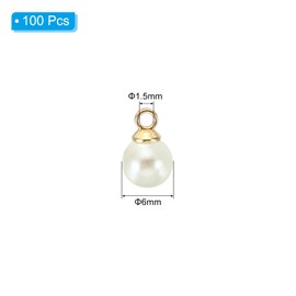 PATIKIL 100pcs 6mm Pearl Beads Faux Pearl Pendant Decoration Beautiful DIY Gemstone Making Bracelet Earrings Necklace for Wedding Craft Gold Beige