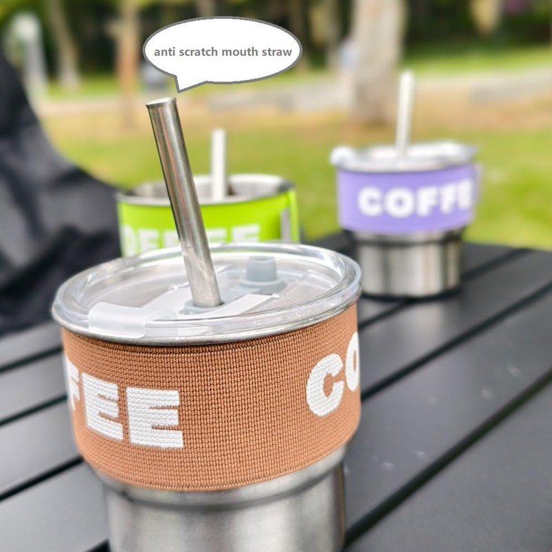 ERCRYSTO Stainless Steel Coffee Tumbler with Leak-Proof Lid - 13.5oz