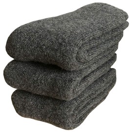 Mens Heavy Thick Wool Socks - Soft Warm Comfort Winter Crew Socks (Pack of 3), Grey, Size 6-12
