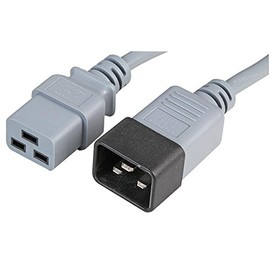 IEC C20 (M) - IEC C19 (F) Grey 0.5M, Mains Power Cords Cable Assemblies, Qty X 1