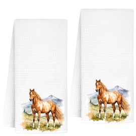 InnoBeta Horse Gifts for Horse Lovers, Kitchen Towel 2 Pack, 16x24 in Microfiber Dish Tea Towel, Hand Towel Gifts