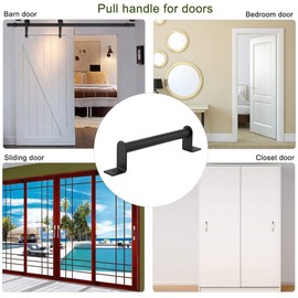 Barn Door Handle Stainless Steel Pull,Black Heavy Duty Carbon Steel Pull Handle for Sliding Barn Door Closet Wooden Gate Hardware