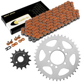 Caltric Orange Drive Chain And Sprockets Kit for Kawasaki KFX400 KSF400A 2003-2006