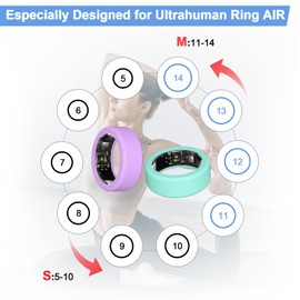 4 Pack Ring Protector Compatible with Ultrahuman Ring AIR, Upgraded Anti-Scratch Elastic Cover for Working Out Women Men (Purple*2+Mingreen*2, M for 11-14)