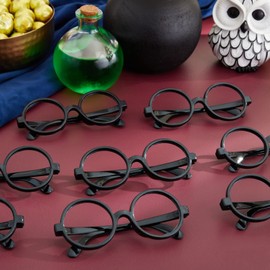24 Pack Nerd Glasses Party Supplies, Round Black Wizard Glasses for Cosplay Costumes