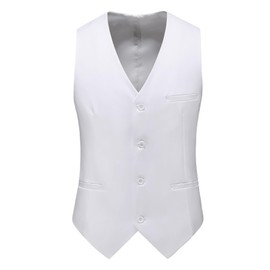 MOGU Mens Waistcoat Causal Suit Vests 18 Colors for Prom Party US Size 36 White
