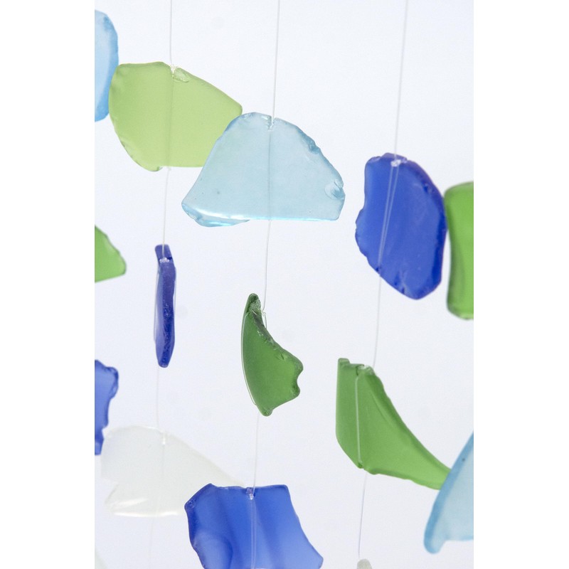 Recycled Glass Driftwood Mobile – Boho Gentle Wind Chime for