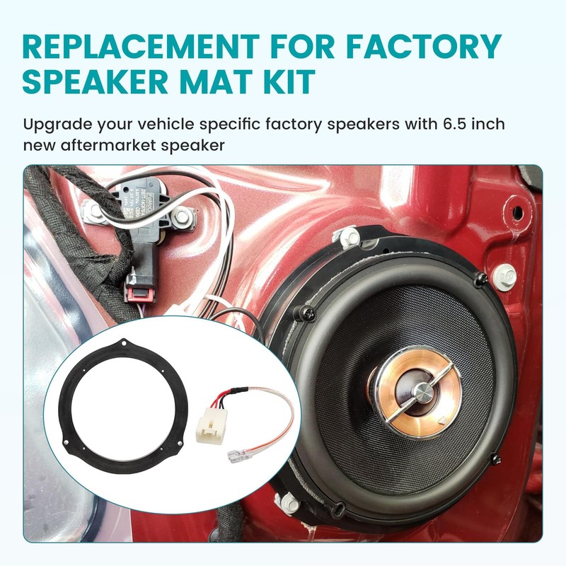 NuIth 6.5 Inch Front Rear Door Speaker Spacer W/Speaker Wiring