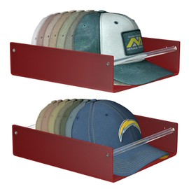 FEMELI 2 Packs Hat Organizer for Baseball Caps, Each Acrylic Hat Racks Organizer Fit 10 Caps, Sturdy Wall Mount Hat Holder Organizer for Men Baseball Cap Storage (Brown)