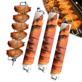 Chicken Wing BBQ Fork 4 Pack, Wing Rails for Grilling Chicken Wings, Metal BBQ Grilling Fork for Outdoor Camping Picnic Barbecue