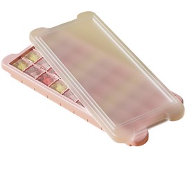 BLOOPIC 製氷皿 シリコン 蓋付き 押し出し式 柔軟 簡単取り出し 蓋付き 防塵 大容量 冷蔵庫用シリコン製製氷皿 冷凍庫収納 家庭用 (ピンク, 36個穴)