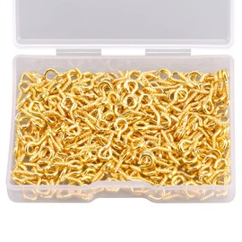 AIEX 300 Pcs Screw Eye Pins Hooks Eyelets Screw Threaded for Jewelry Making Findings DIY Crafts, Gold