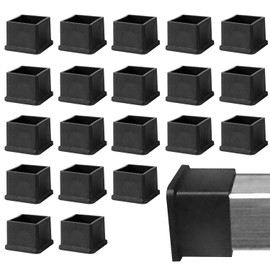 EPCDBBRT 20 Pieces Square Table And Chair Leg Covers, Table And Chair Leg Protective Covers, Table And Chair Leg Anti-Slip Covers, Rubber Chair Leg Caps, Furniture Accessories (Black)