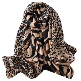 ONE LIMITATION SF003 Women's Scarf, Large, Leopard Pattern, Stylish, Stole Scarf