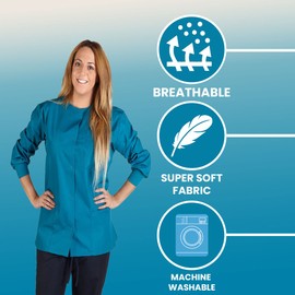 Chaqueta médica para mujer, Color verde azulado., XXXL