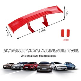 Yourkar Car Spoiler Wing, Carbon Fiber Auto Exteriores Rear Tail Wings, ABS Automotive Mini Tiny Trunk Spoiler for Most Vehicles, Universal Car Accessories (Red Carbon Fiber, Small)