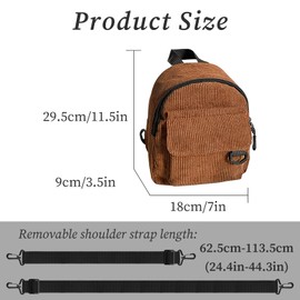 WisePoint Women's Fashion Backpacks, Corduroy Casual Daypacks Rucksack Bag for Women, Portable Backpack Purse Small Backpack with Detachable Shoulder Straps for Shopping, Travel (brown)