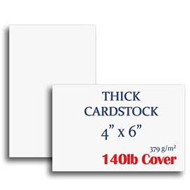 Extra Heavy Duty 140lb Cover Cardstock - 4" x 6" Bright White - 379gsm 18pt Thick Paper - Index, Flash & Post Card Stock - 100 Sheets Pack