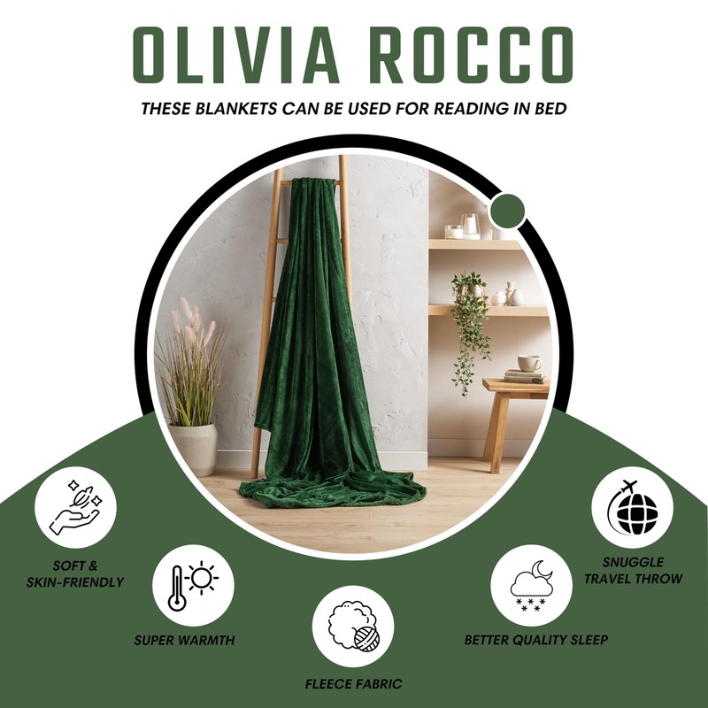 Olivia Rocco Flannel Fleece Throw Blanket Super Soft Warm Fluffy