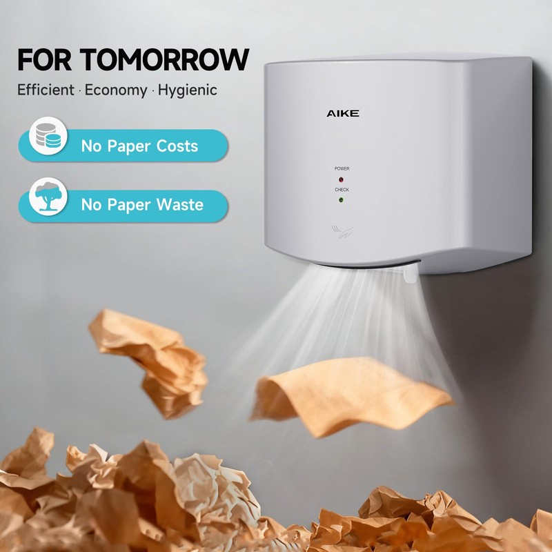 AIKE Air Wiper Compact Hand Dryer 110V 1400W Silver (with