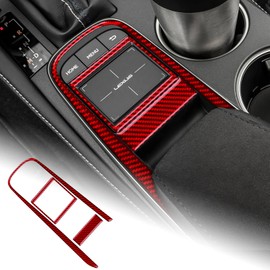 AIRSPEED for Lexus RC Center Console Button Frame Cover Carbon Fiber Interior Decoration Trim Accessories for Lexus RC300 RC350 RC200T 2015-2018, Red