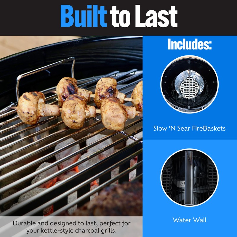 SnS Grills Slow ‘N Sear Charcoal Fire Baskets with Water