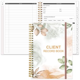 Heveboik Client Record Book - Hair Stylist Client Profile Book-Binder and Client Record Cards with A-Z Alphabetical Tabs for Salons, Hair Stylist, Nail, Small Business, Rose Leaf