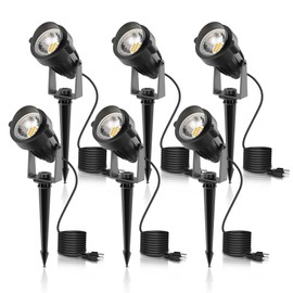 L LOHAS LED 5W Dusk to Dawn Outdoor Lighting, Auto On/Off 3000K Landscape Outdoor Spotlight, IP66 Waterproof Plug in Spot Lights for Yard, Garden, House, Pathway, Plant, UL Listed (6 Pack)