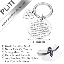 PLITI Bonus Brother Gifts Brother-In-Law Keychain Brother Of The Bride Gifts From Sister In Law I Am Blessed To Have You In My Life Friendship Jewelry