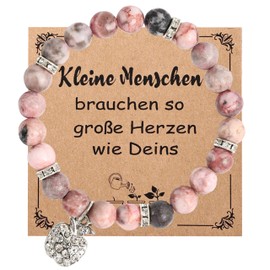 Rebundex Thank You Gifts Bracelet Women's Daycare Leaving Gift Teacher Bracelet Thank You Gift for Teacher Mum Nurse Farewell Gift Teacher Colleague Retirement Entry, One size, Stone Stainless Steel