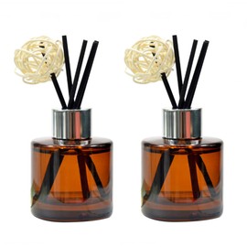 Yaphetss 2Pcs Diffuser Bottles Empty Glass Diffuser Jar Diffuser Bottles with Caps Fragrance Oil Diffuser Sticks for DIY Diffuser (50ml/1.7oz)