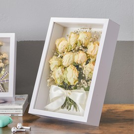 FAVORTALK Box Frames 8X8 3D Shadow Box Deep Square Display Box for Wall and Tabletop Deep Box Frame 3D Picture Frame for Memorabilia Medal Tickets Crafts Flower (White,5CM)