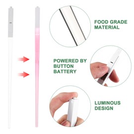 Miawtro Light Sticks 2 Pairs LED Chopsticks Portable Removable BPA Free Lightsaber Reusable Kitchen Dinner Sushi Cutlery