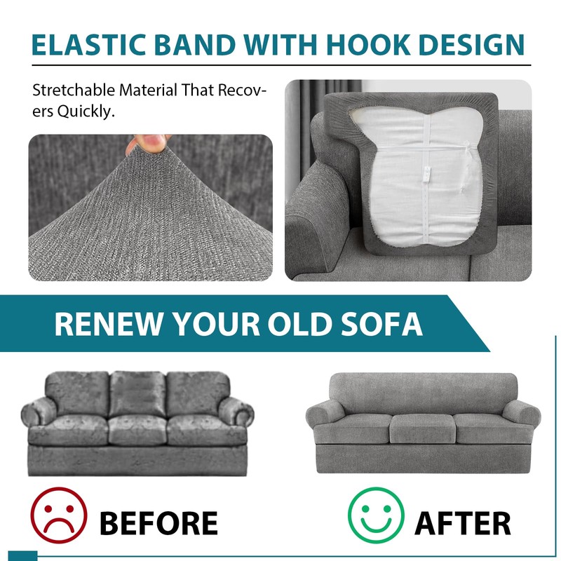 4 Piece T Cushion Sofa Slipcovers Stretch Couch Cover Furniture